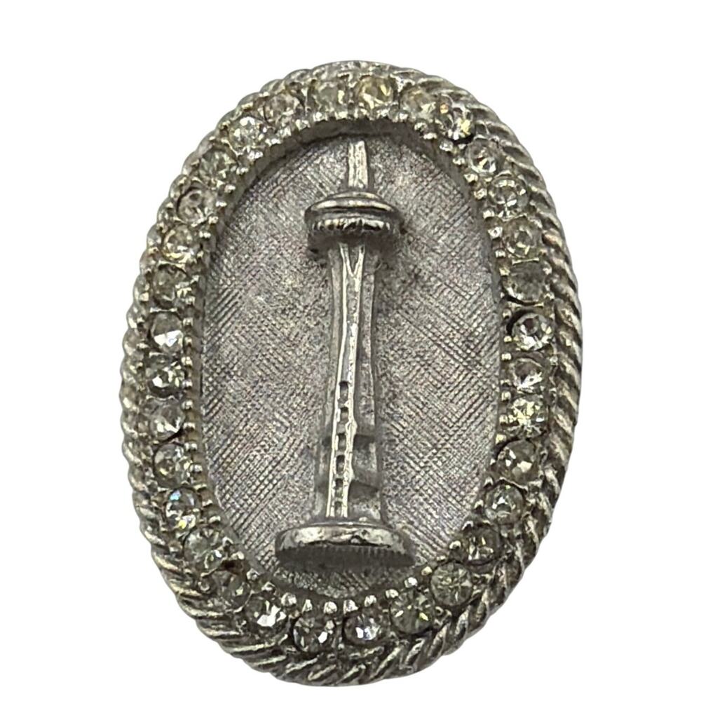 Vintage 1962 Seattle Worlds Fair Space Needle Rhinestone Pin